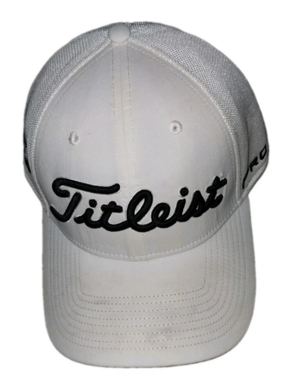 Titleist by New Era White Cap with Black Script Logo M-L Flexible